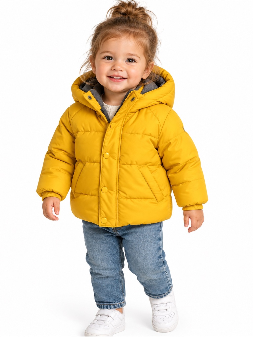 Zara Baby Yellow Hooded Puffer Winter Jacket 12–18 Months